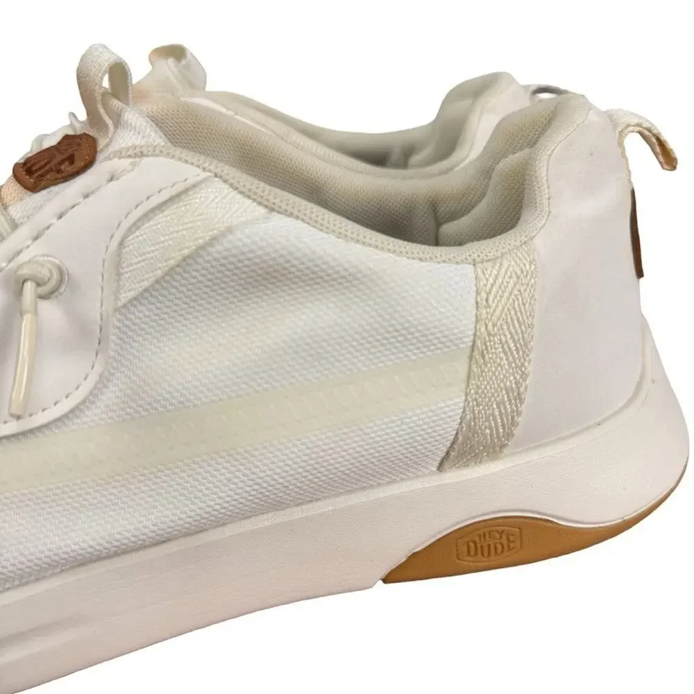 Hey Dude Wally Drift Mesh Canvas Slip On White Casual Shoes Coastal Summer sz 13